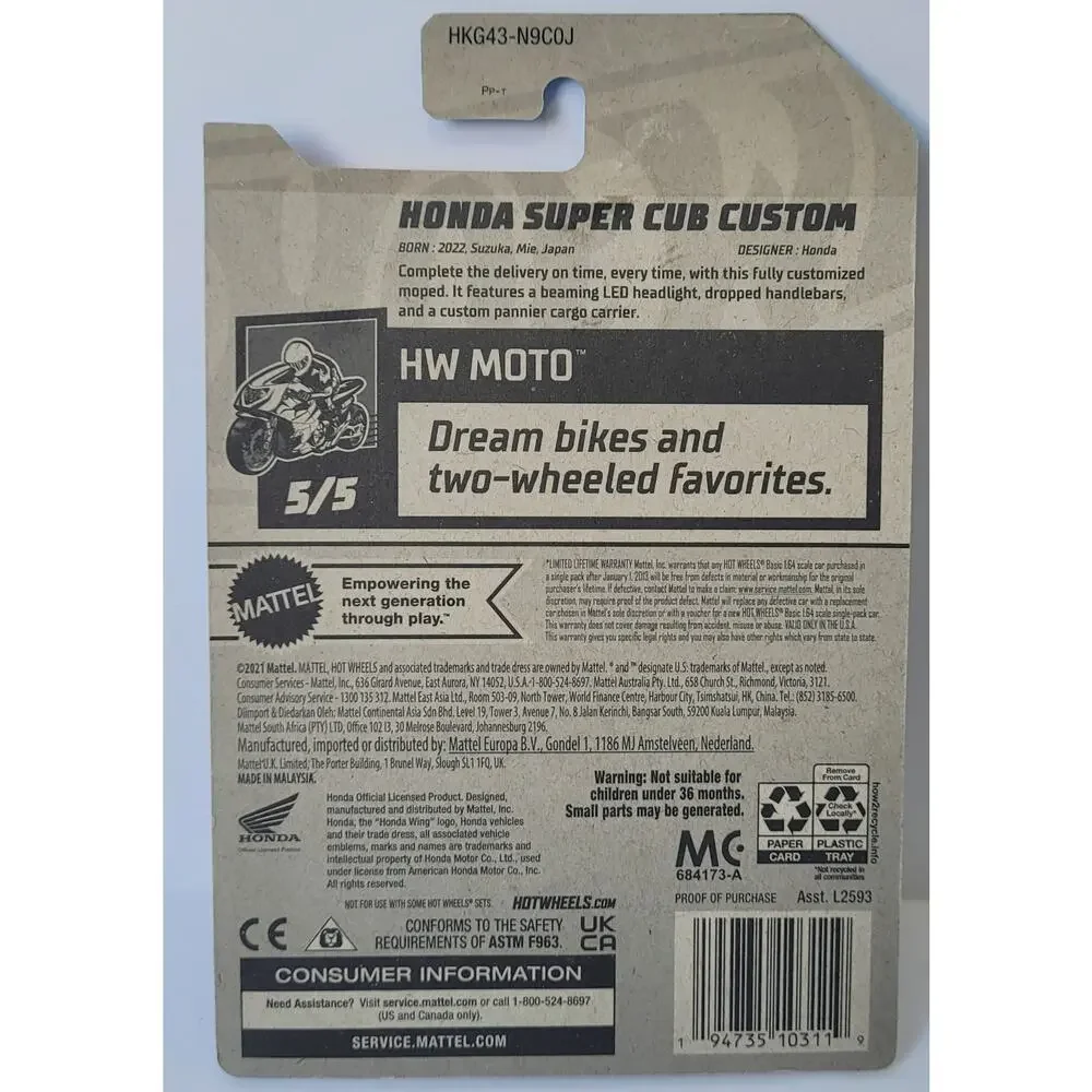 Hot Wheels 2023 Honda Super Cub Custom 160/250 HW Moto Series 5/5